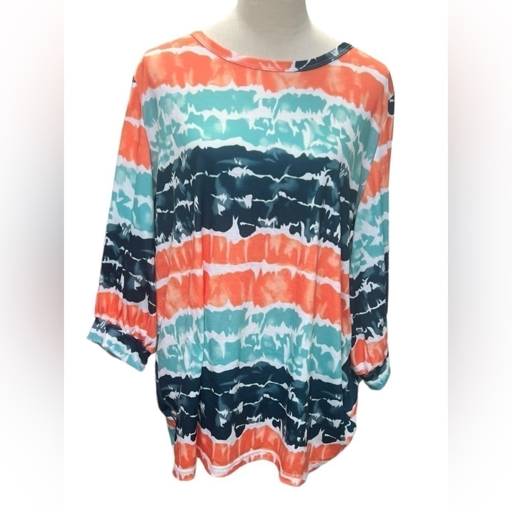 Misslook Tye dye 3/4 length slightly open back top women’s size XL